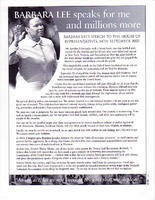Barbara Lee's Speech to the House of Representatices 14th September 2001