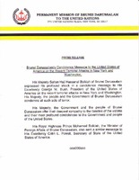 Permanent Mission of Brunei Darussalam to the United Nations: Brunei Darussalam's Condolence Message