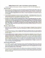 Talking Points for NYC on the 9-11-01 Attacks and Racist Backlash [1 of 6]
