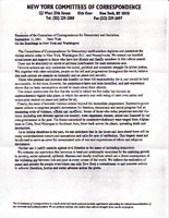 Statement of the Committee of Correspondence for Democracy and Socialism: On the Bombings in New Yor